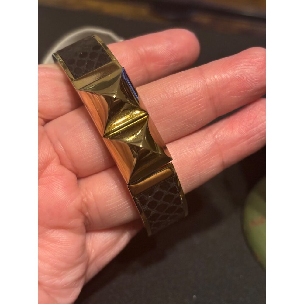 Michael Kors Python Embossed Leather Hinged Bangl… - image 8